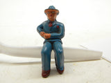 Manoil Man in Blue Suit Sitting    Vintage Lead Toy Figure