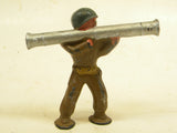 Vintage Barclay World War 2 Toy Lead Soldier With Bazooka  Silver Version