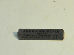 American Flyer Accessory Nameplate   Original Part