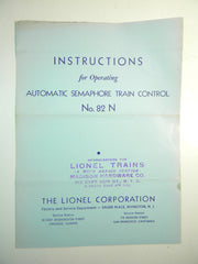 Lionel 82N Automatic Semaphore Instructions   Original