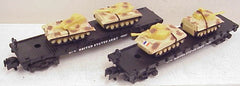 American Flyer S Gauge 48507 & 48508 US Army Flatcars with 2-Tanks each