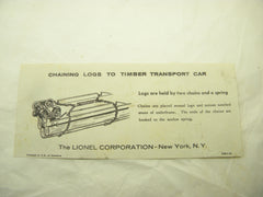 Lionel 6361 Timber Transport Instruction Sheet