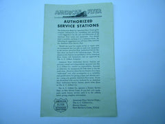 1949 American Flyer M-2626-2 Authorized Service Stations