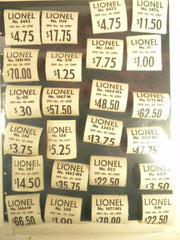 1951 Lionel OPS(Office of Price Stabilization) Price Labels