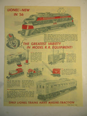 1956 Lionel 4 Page Promo Catalog