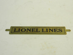 Lionel 400E Tender Lionel Lines Nameplate  Brass
