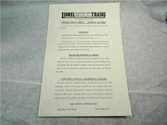 1922 Lionel Dealer Trade Price List    1971 Reproduction