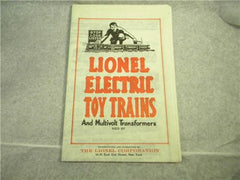 1920 LIONEL FOLDOUT CATALOG WITH APOLOGY