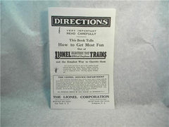 1922 Lionel Instruction Book  Reproduction