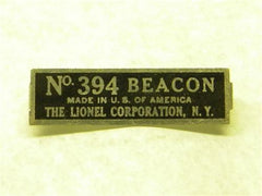 Lionel 394-7 Beacon Tower Nameplate